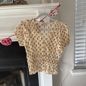 Madewell Floral Blouse in Cream and Red